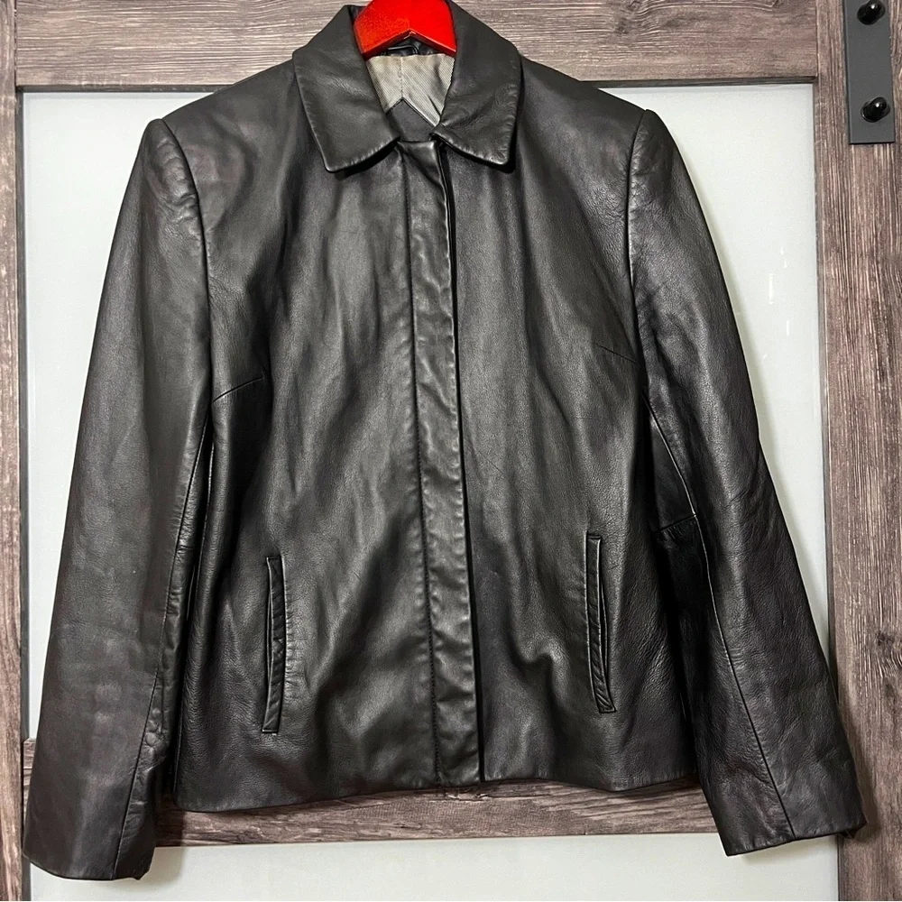 Valerie Stevens Sleek 100% Lamb Black Leather Jacket Classic Soft Medium - Picture 1 of 8